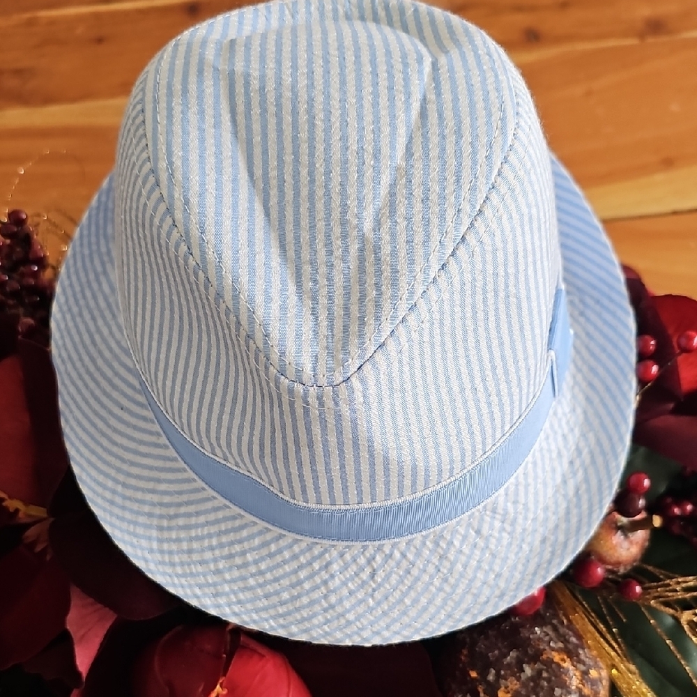 Toby Blue Striped Kids Fedora Hat Size 2-4 Years Old